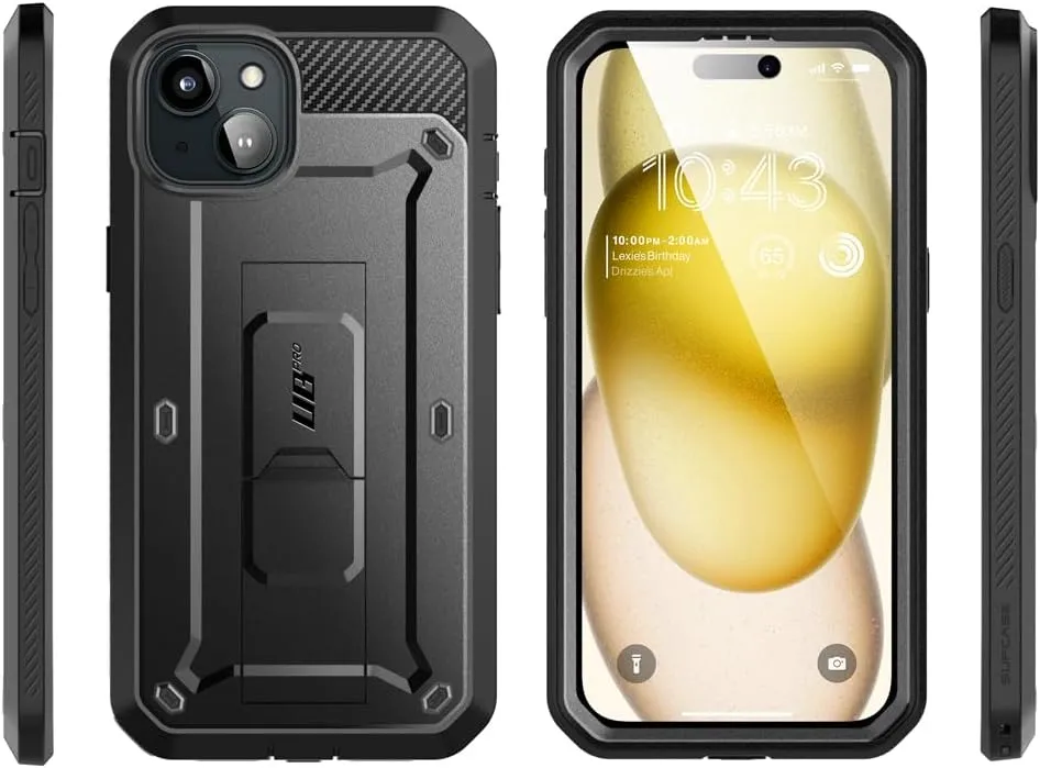 iPhone 15 Stand Belt Clip Heavy Duty Rugged Kickstand Phone Case