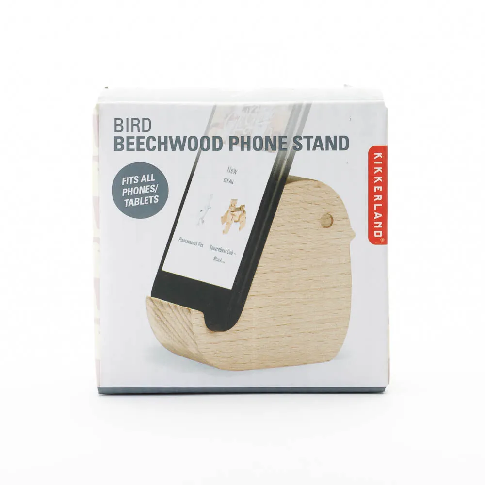 Kikkerland Bird Beechwood Phone Stand