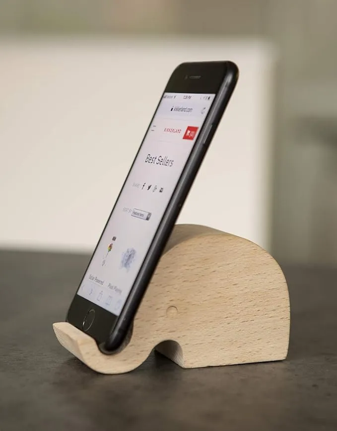 Kikkerland Elephant Beechwood Phone Stand