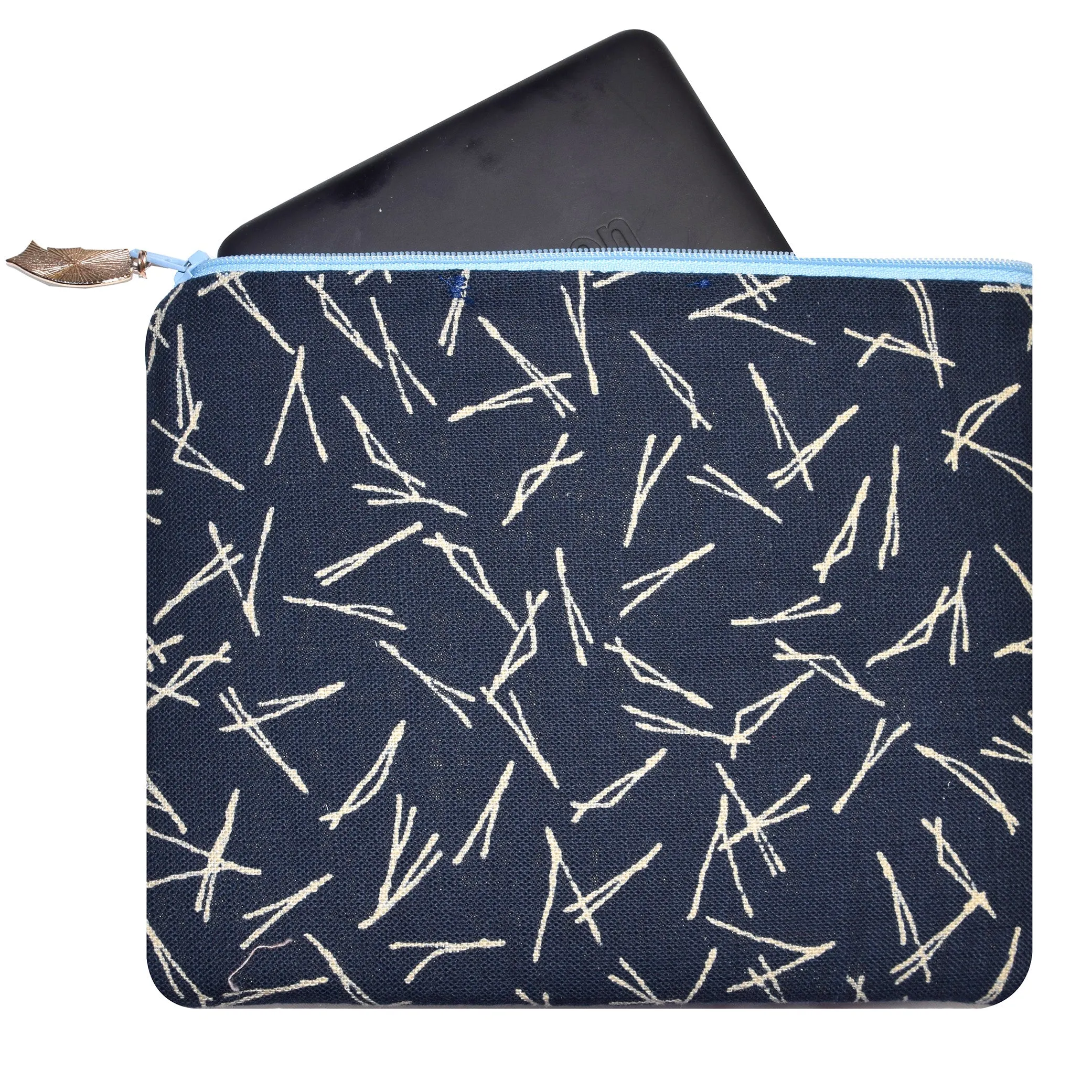 Kindle Zippered Padded Case with Koi Zipper Pull and Japanese Embroidery