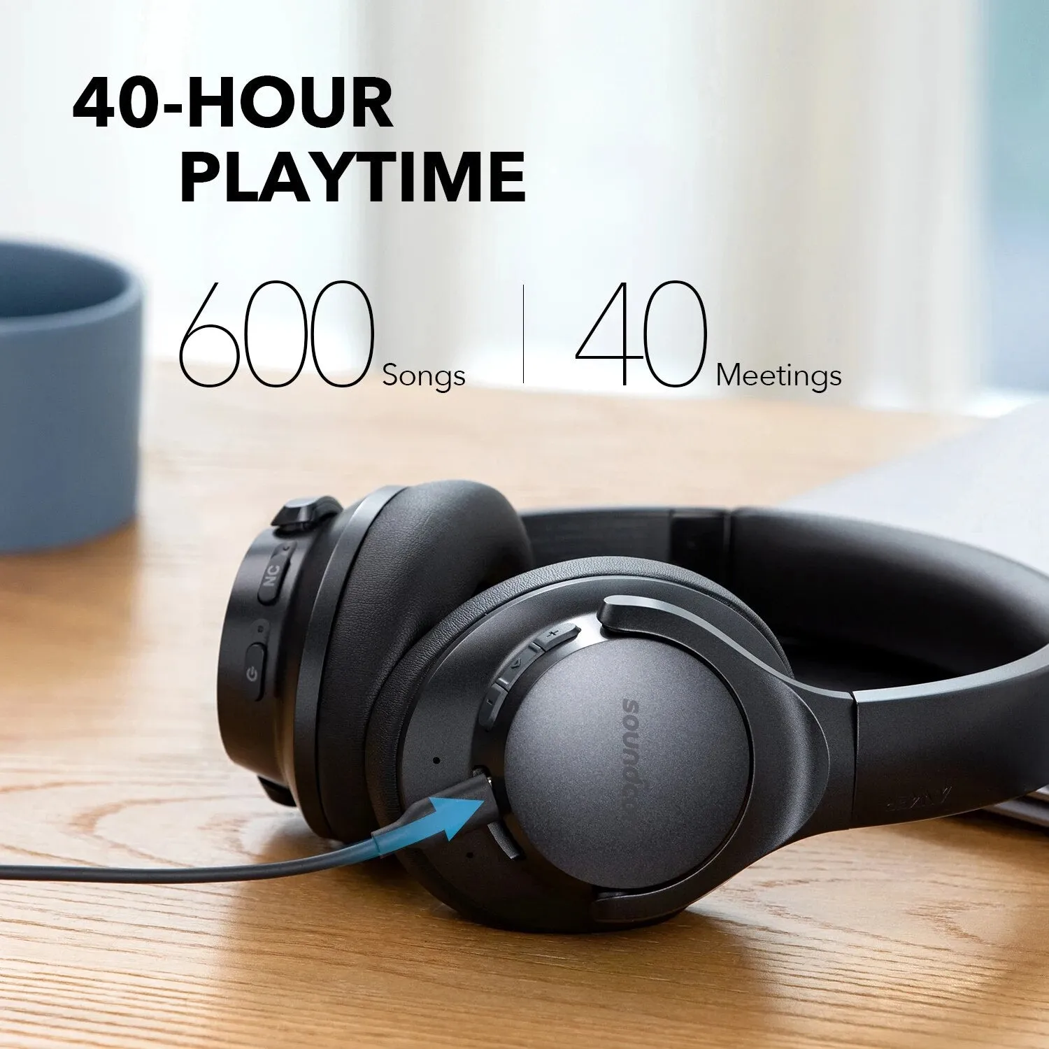 Life Q20  Hi-Res Audio Wireless Headphones with Active Noise Cancelling & 40H Playtime