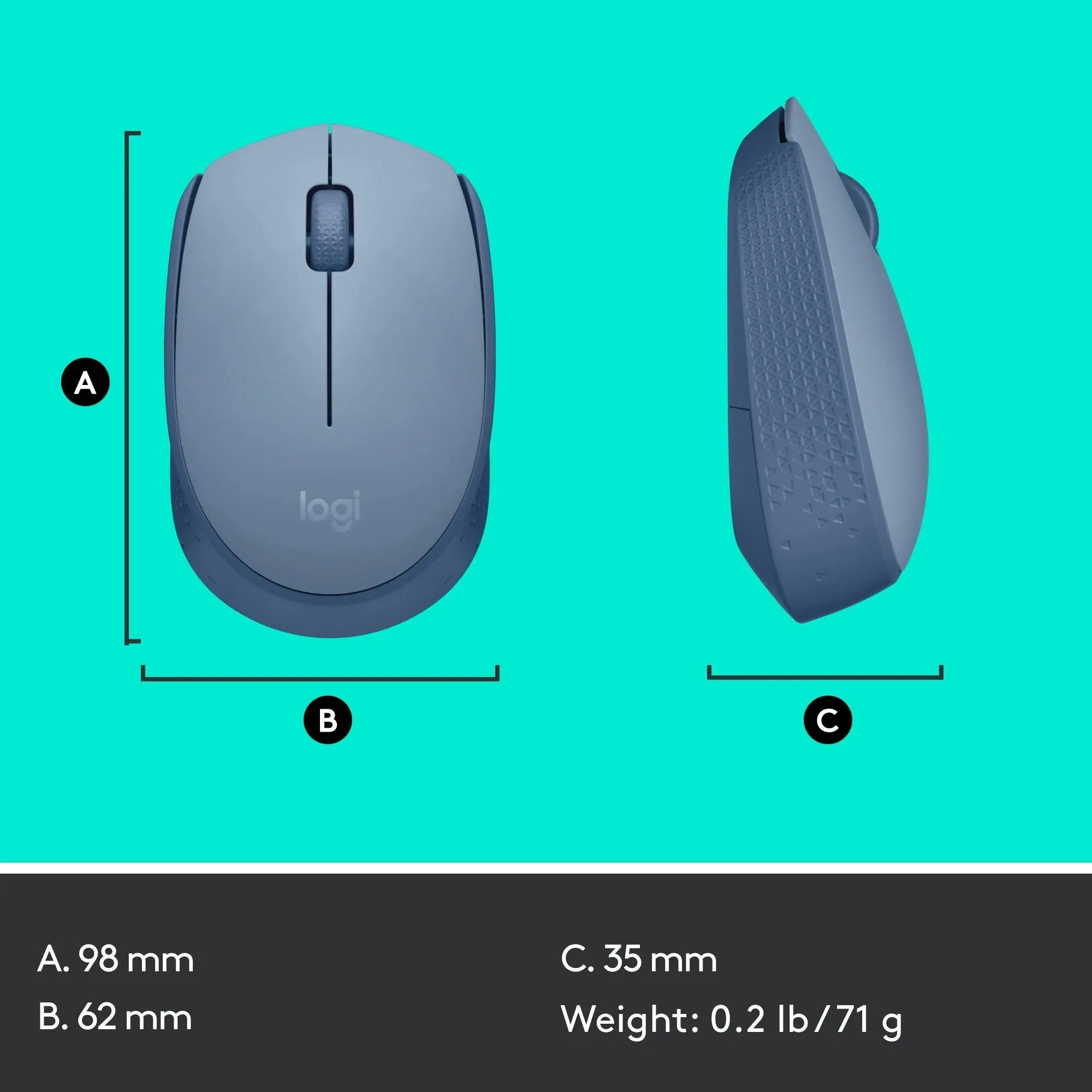 Logitech M171 Wireless Mouse Blue Grey