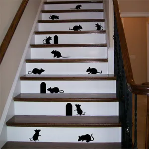 Mice Decals - Mouse Silhouette Stickers - Set of 12 - Halloween Decorations - Animal Wall Decals A516