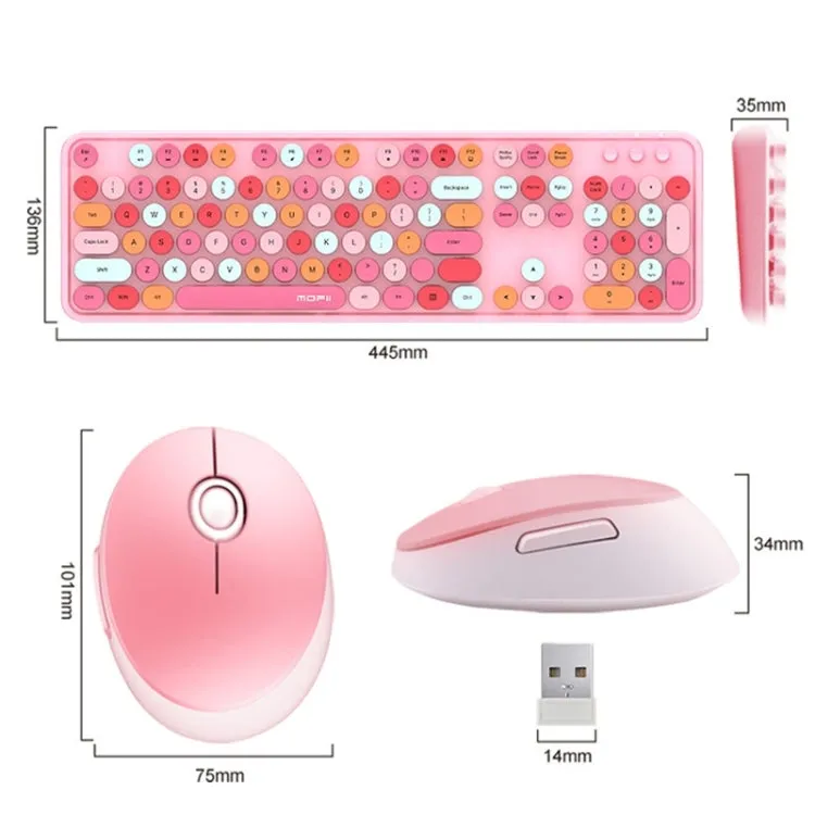 Mofii Sweet Wireless Keyboard And Mouse Set Girls Punk Keyboard Office Set, Colour: White Pink Ordinary Version