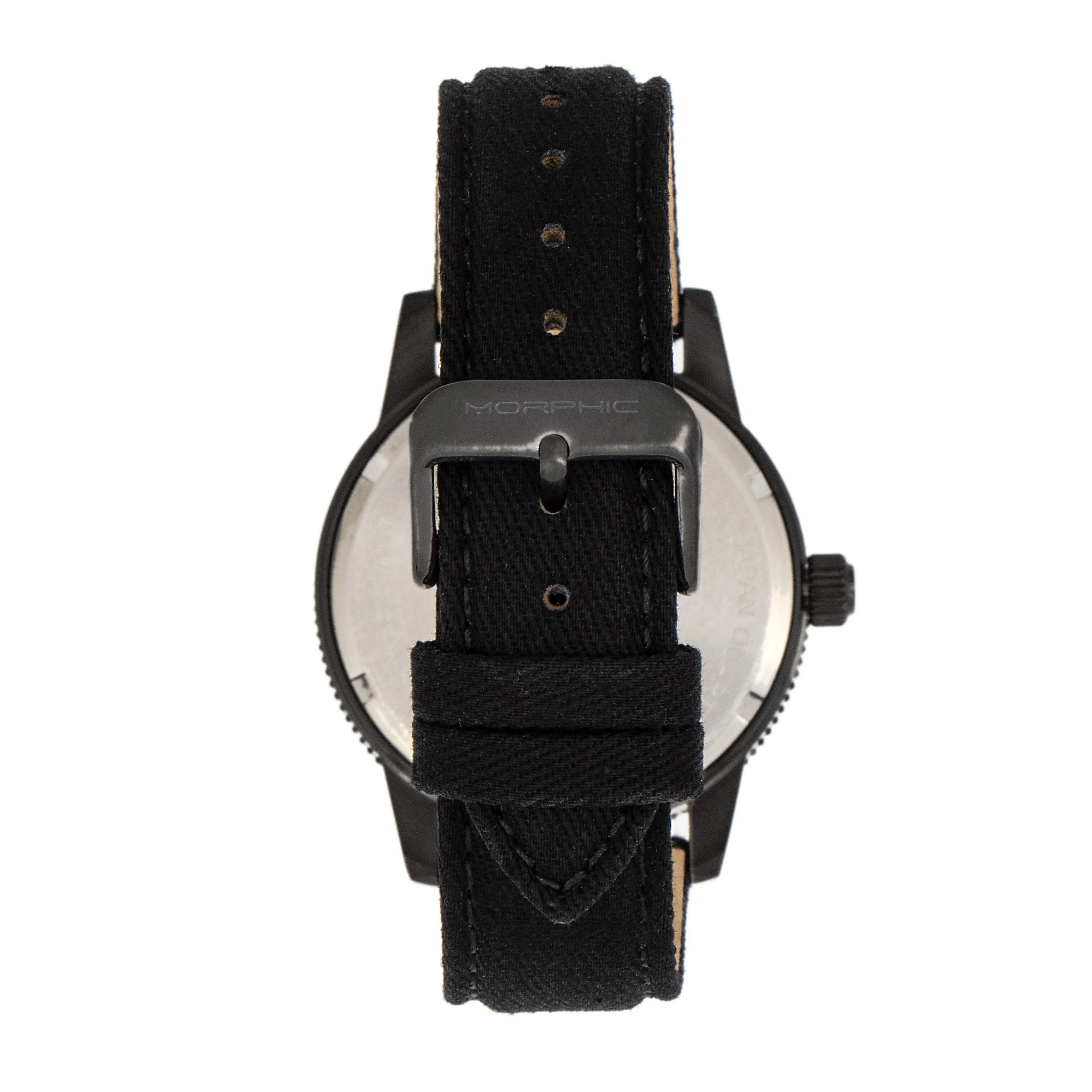 Morphic M85 Series Canvas-Overlaid Leather-Band Watch