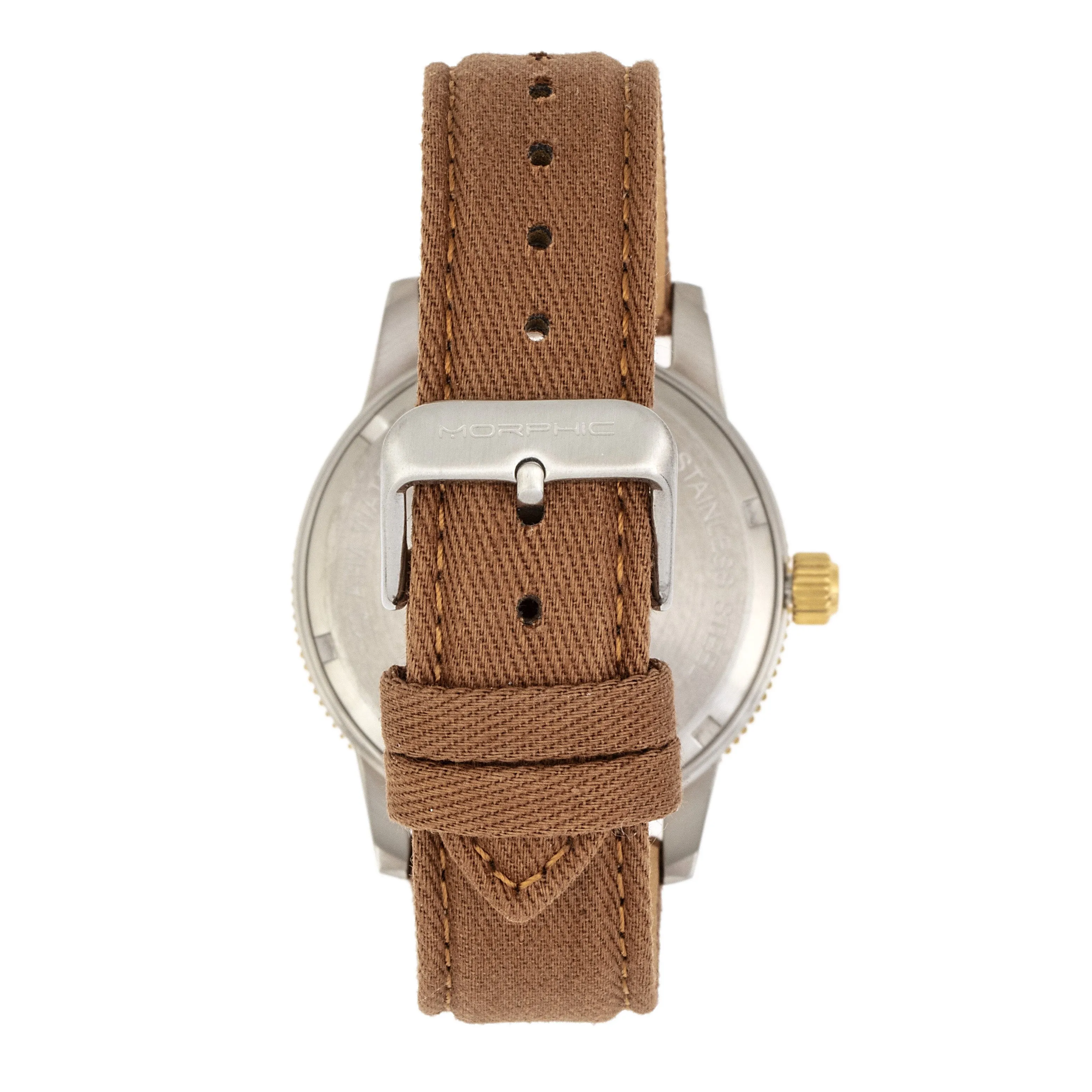 Morphic M85 Series Canvas-Overlaid Leather-Band Watch