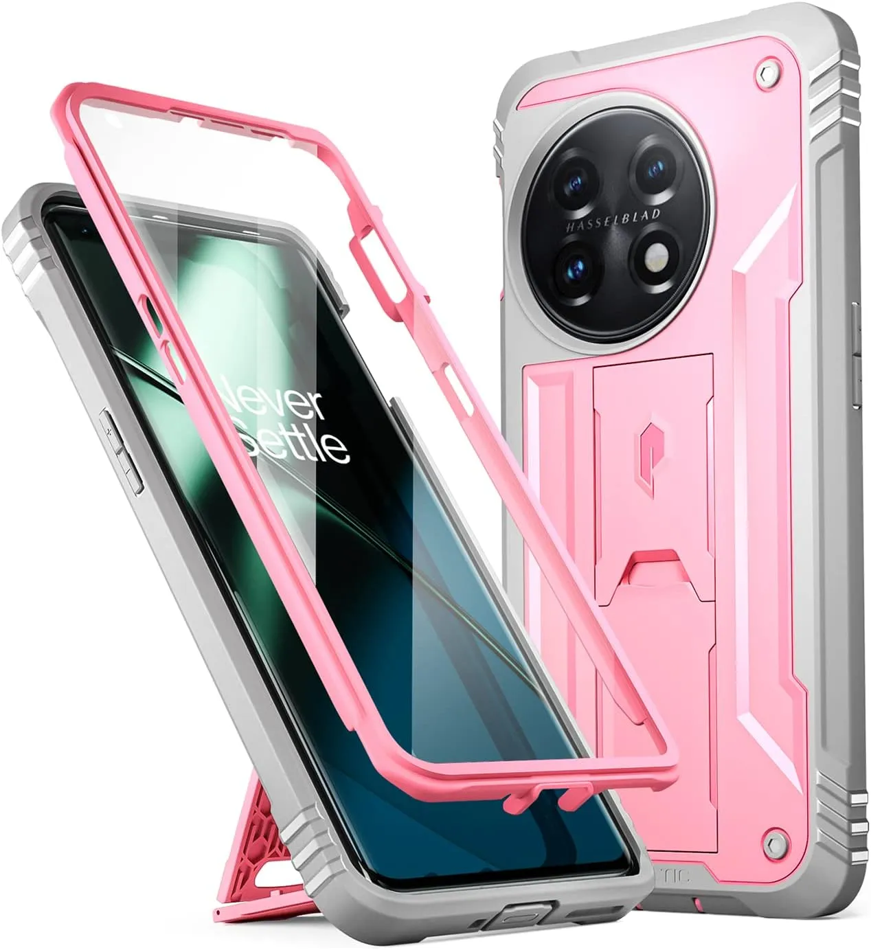 OnePlus 11 5G 6.7" Full-Body Rugged Dual-Layer Shockproof Protective Cover Light Pink