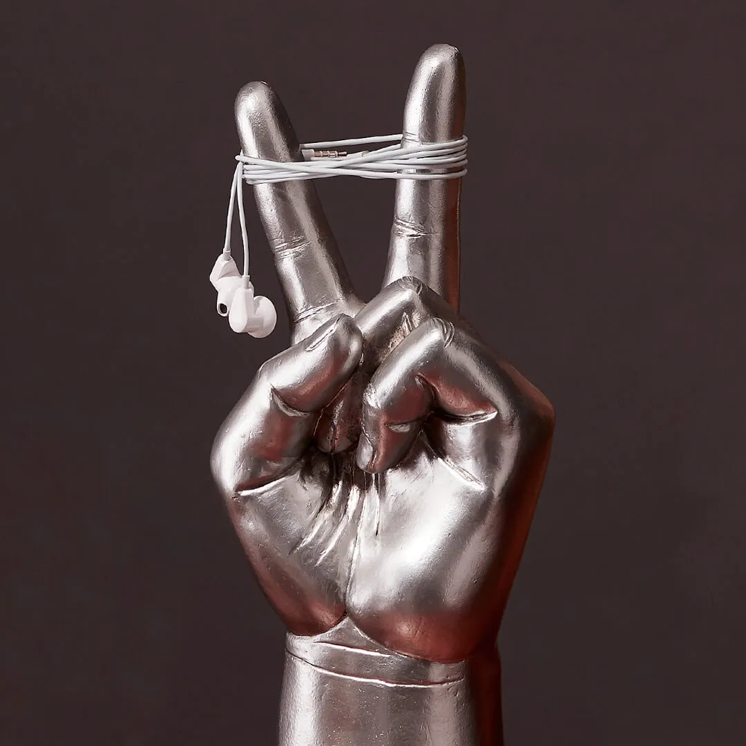 Peace Out Headphone Holder Stand Silver