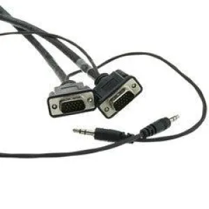 Plenum SVGA Cable w/ Audio, Black, HD15 Male   3.5mm Male, Coaxial Construction, Shielded, 75 foot