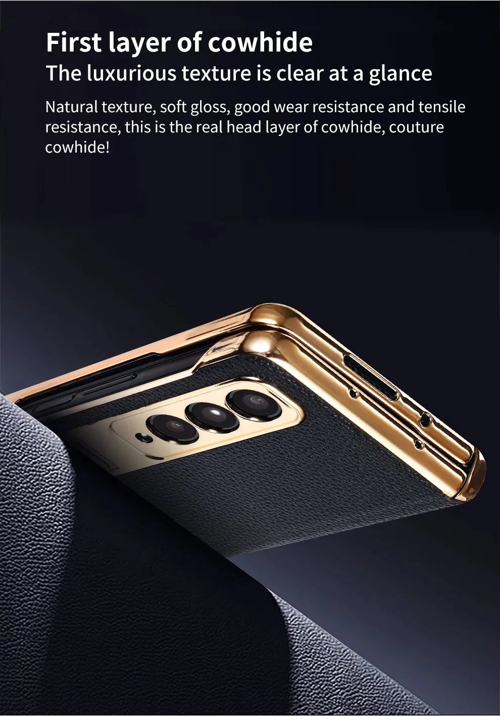 Real Leather Galaxy Z Fold 6 Hinge Kickstand Cover