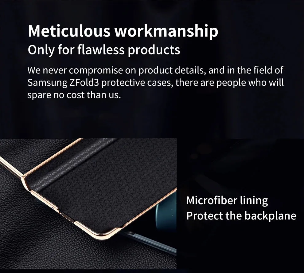 Real Leather Galaxy Z Fold 6 Hinge Kickstand Cover