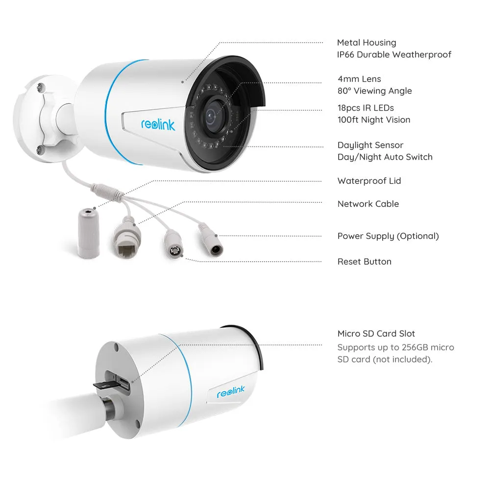 Reolink 5MP PoE IP Outdoor Security Camera for Home RLC-510A