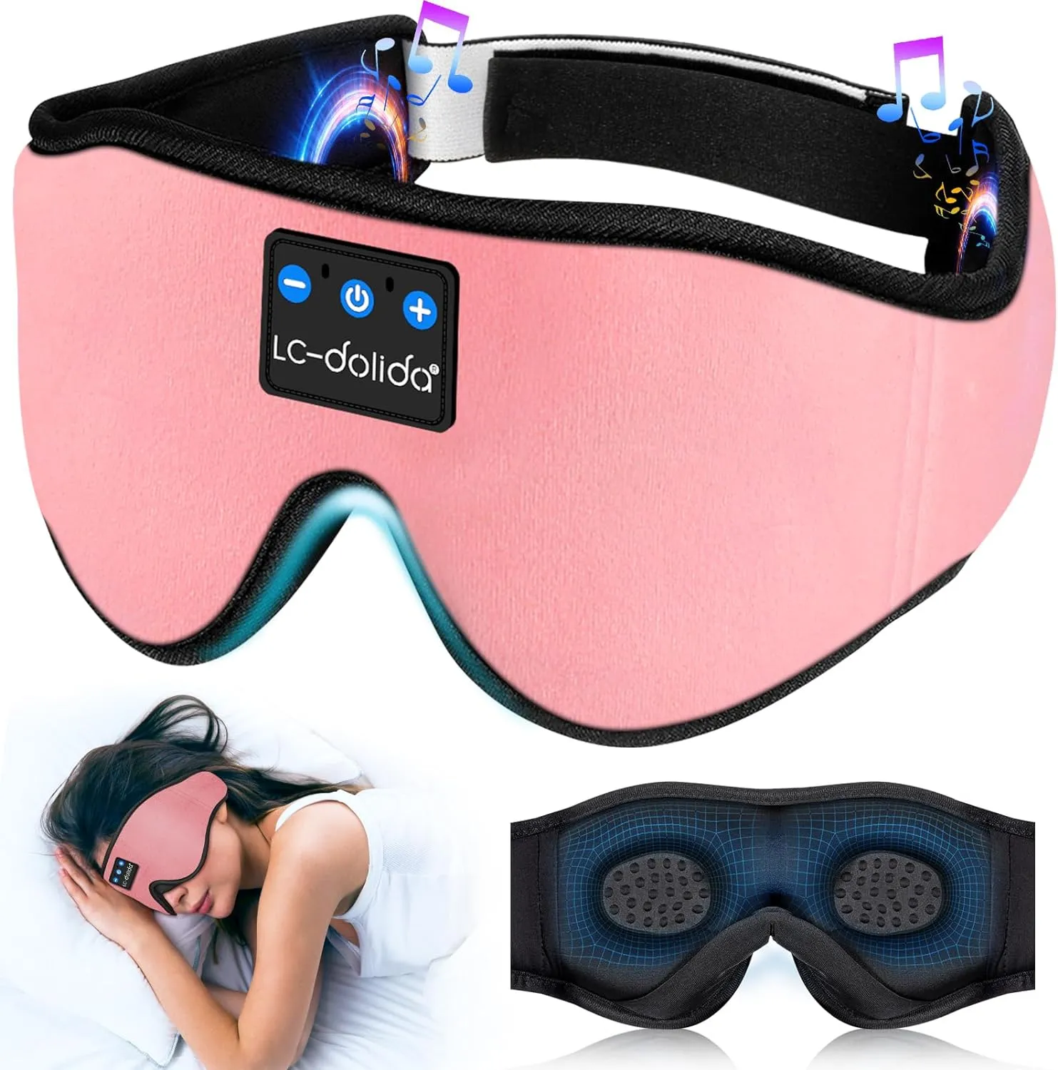 Sleep Mask with Bluetooth Headphones Bluetooth Sleep Mask Sleep Headphones,3D Eye Mask for Sleeping Mask Music Sleeping Headphones for Side Sleepers Meditation Gifts Gadgets for Men Women