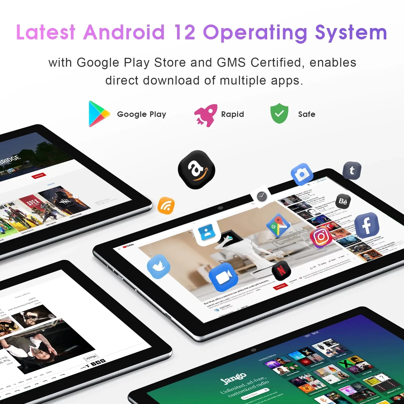 Tablet 10 Inch Android Tablets丨 Android 12 Tablet,3Gb RAM 64GB ROM,2MP 8MP Camera,1280X800 IPS Google Tablets,Quad-Core Processor Tablets,6000Mah Long Lasting Battery