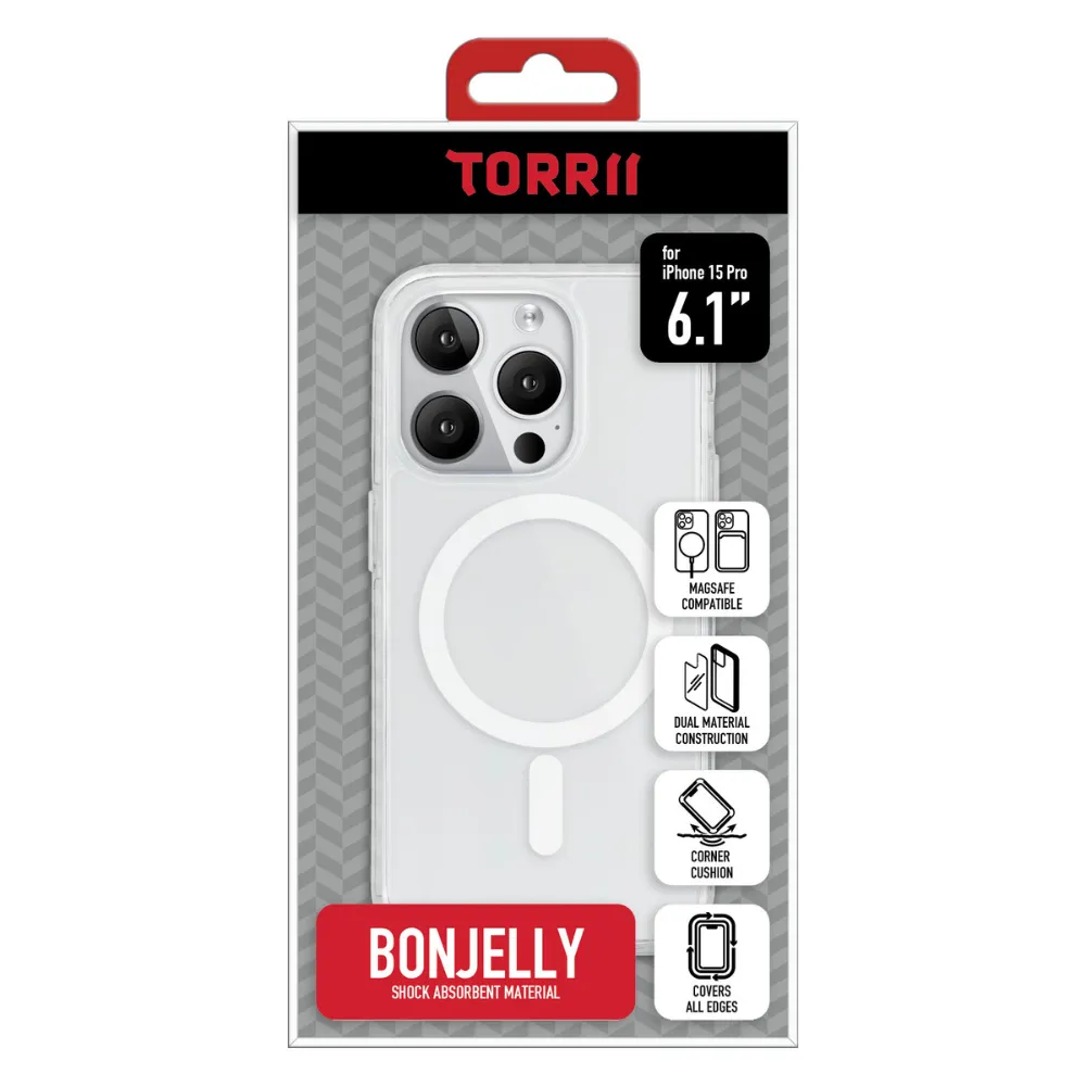 TORRII BONJELLY (MagSafe Compatible) for iPhone 15 Pro (6.1") / iPhone 15 Pro Max (6.7")- Clear