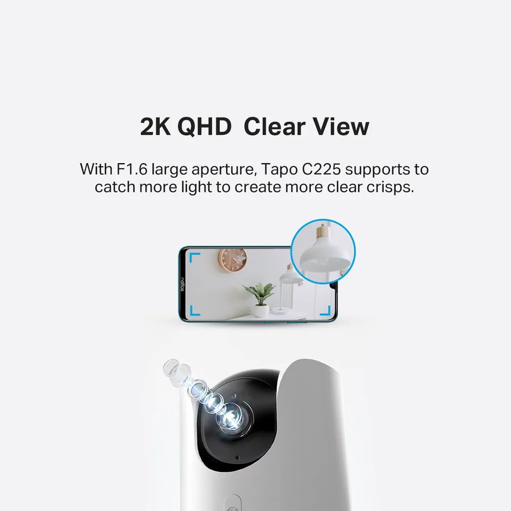 TP-Link Tapo C225 2K QHD / 4MP / F1.6 Aperture Pan & Tilt Smart AI Home Security Wi-Fi Surveillance IP Camera [2-Year Warranty]