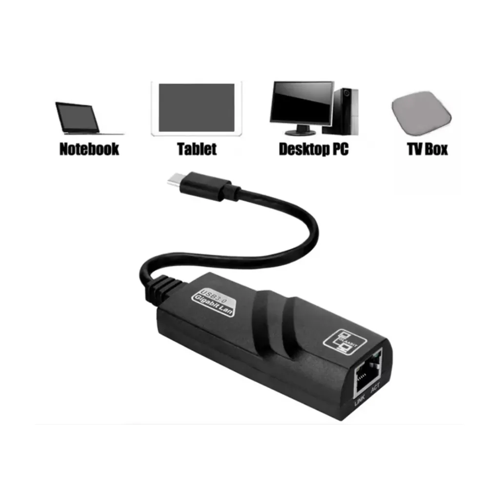 Type-C 10/100/1000Mbps Ethernet Adaptor, Compatible With Laptops, And Tablets Type-C-Rj45