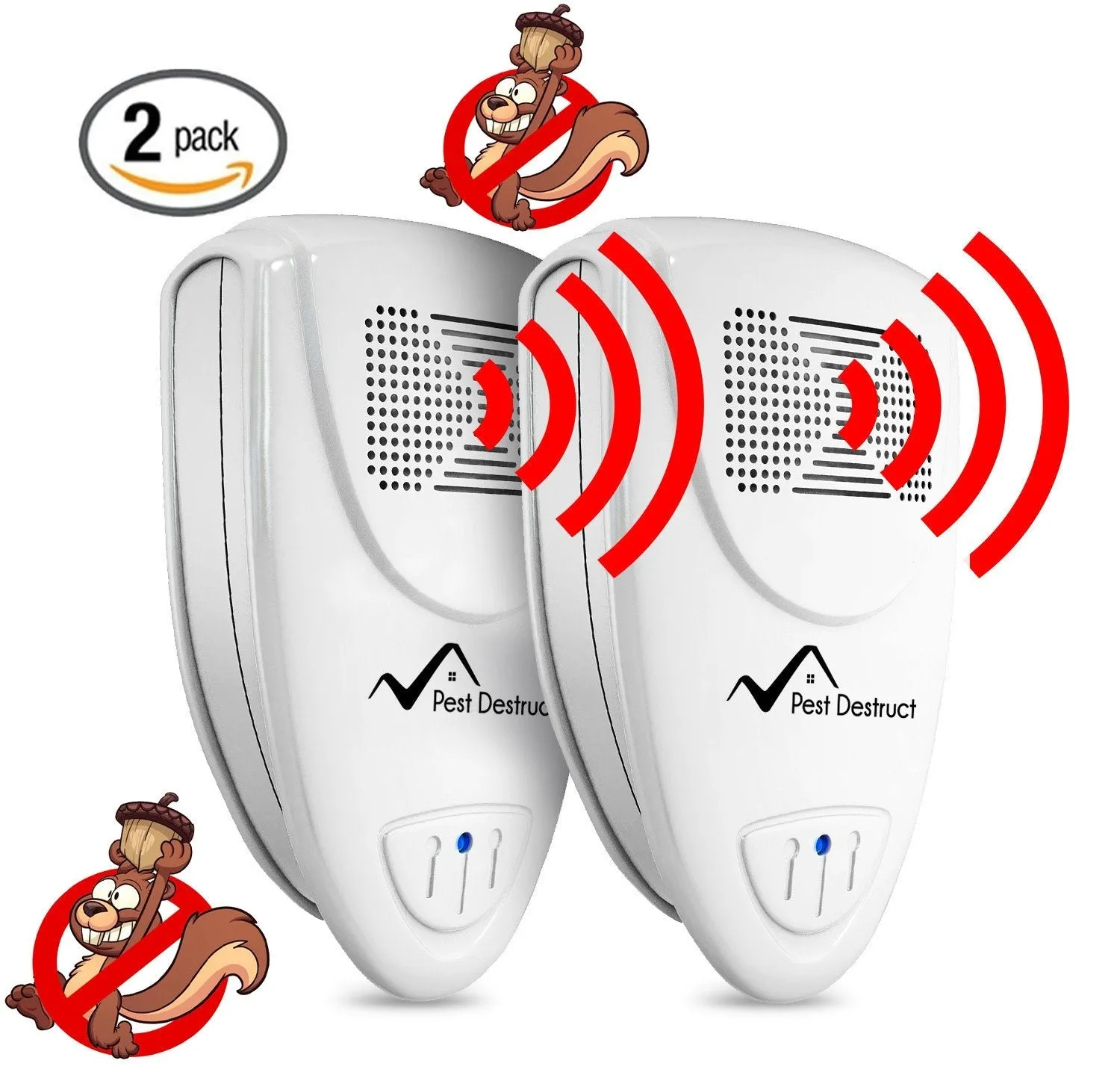 Ultrasonic Squirrel Repeller PACK of 2 - Get Rid Of Squirrels In 72 Hours