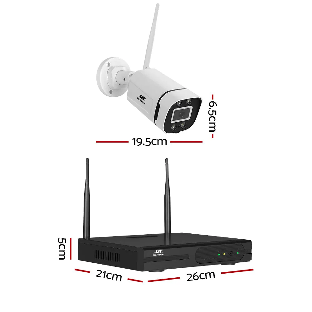 Wireless CCTV Security System 8CH NVR 3MP 4 Square Cameras 1TB