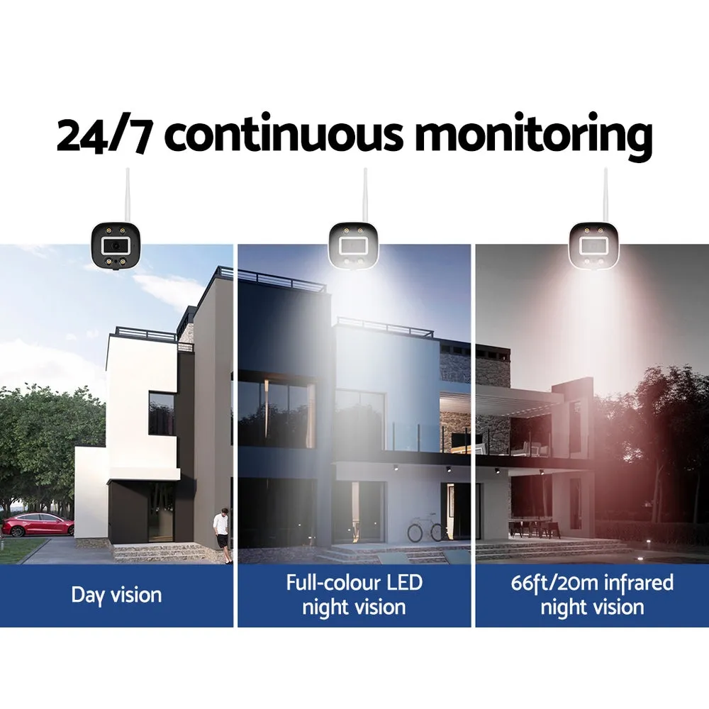 Wireless CCTV Security System 8CH NVR 3MP 4 Square Cameras 1TB