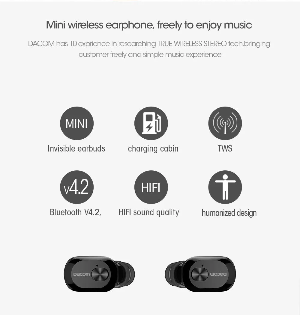 Wireless Mini Earbuds Twins Headset Stereo Bluetooth Earphone  Headphones with 1100mAh Box