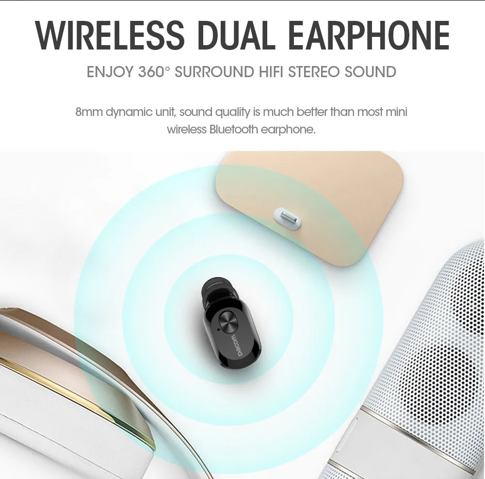 Wireless Mini Earbuds Twins Headset Stereo Bluetooth Earphone  Headphones with 1100mAh Box