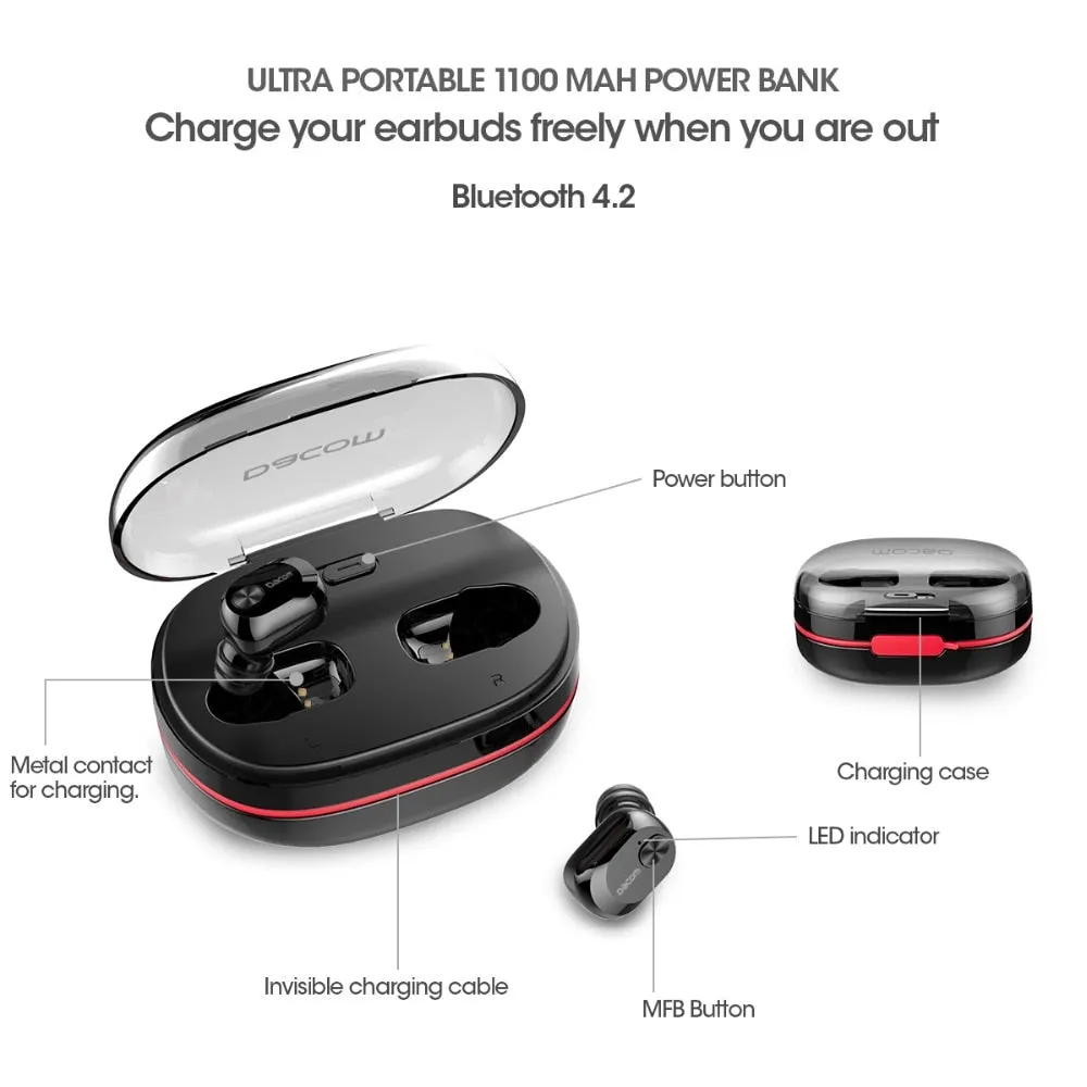 Wireless Mini Earbuds Twins Headset Stereo Bluetooth Earphone  Headphones with 1100mAh Box
